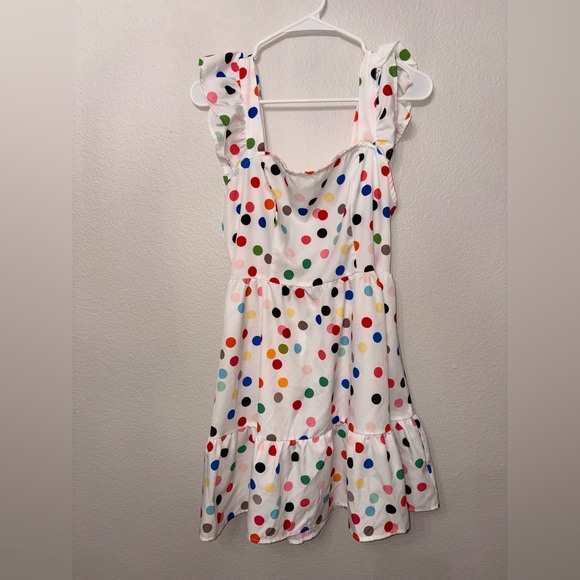 SHEIN Dresses & Skirts - SHEIN Polka Dot Ruffle Strap Mini Dress Tie Back White Multicolor Size M